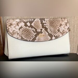 Coach Cream and Brown Snakeskin Clutch